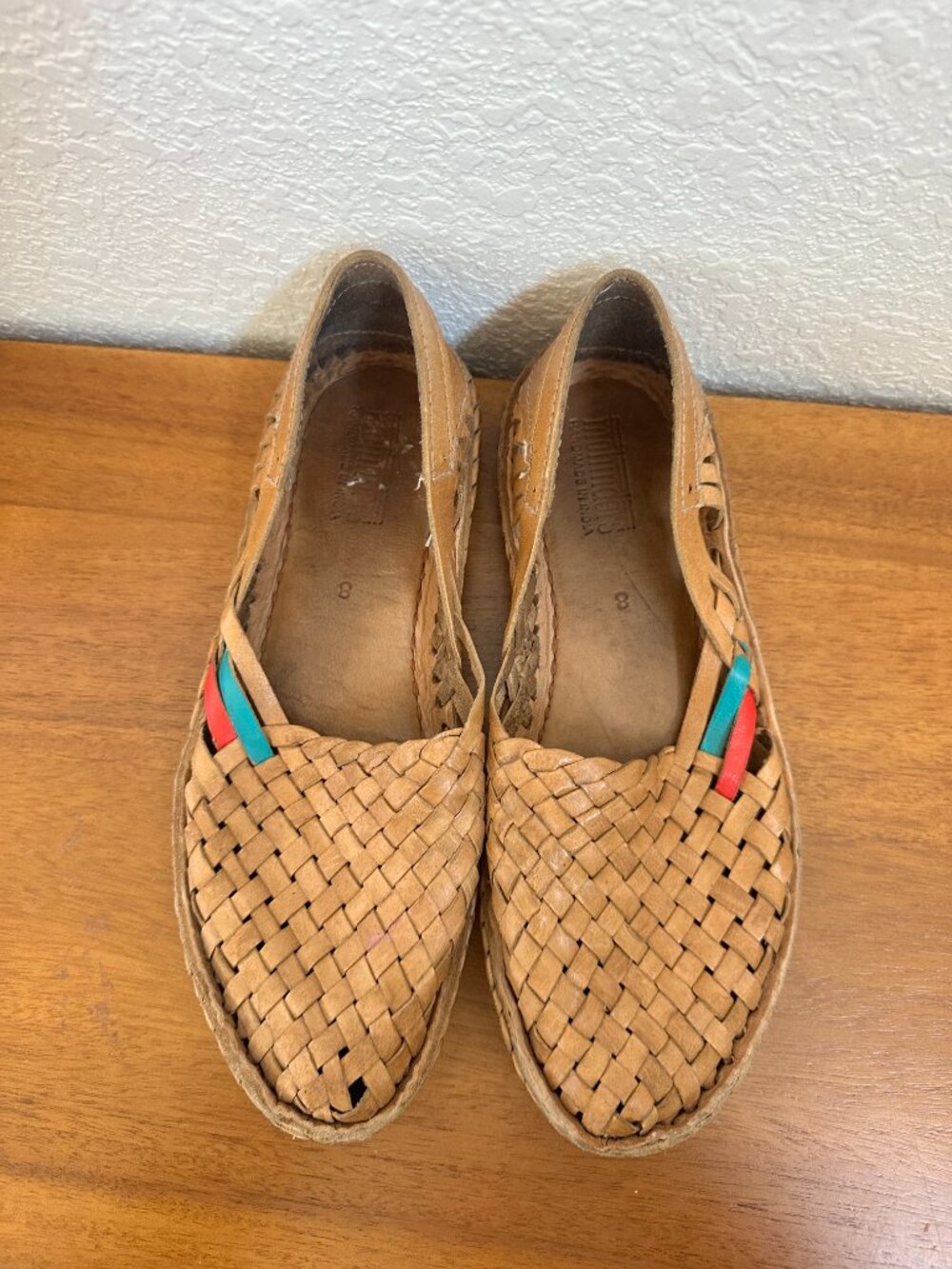 Mohinders Woven City Slippers Womens 8 Tan Leather Huarache Flats